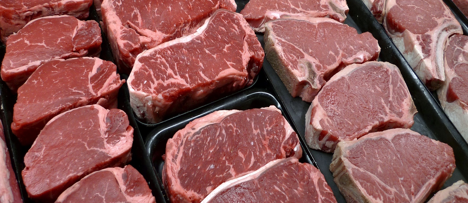 FILE - In this Jan. 18, 2010 file photo, steaks and other beef products are displayed for sale at a grocery store in McLean, Va. Americans may not have to cut back on eggs and salt as much as they once thought. And eating lean meat is still OK. But watch the added sugars _ especially the sugary drinks. The Obama administration's new dietary guidelines, released Jan. 7, 2016, back off the strictest sodium rules included in the last version, while still complaining that Americans consume too much salt. (AP Photo/J. Scott Applewhite, File)